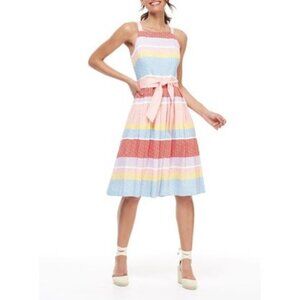 GAL MEETS GLAM Striped Square-Neck Sleeveless Dress Circular Skirt-sz 12